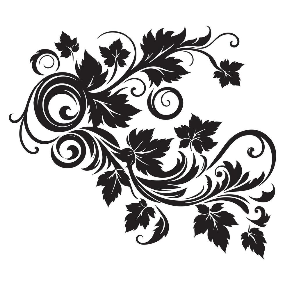 black and white floral design element vector