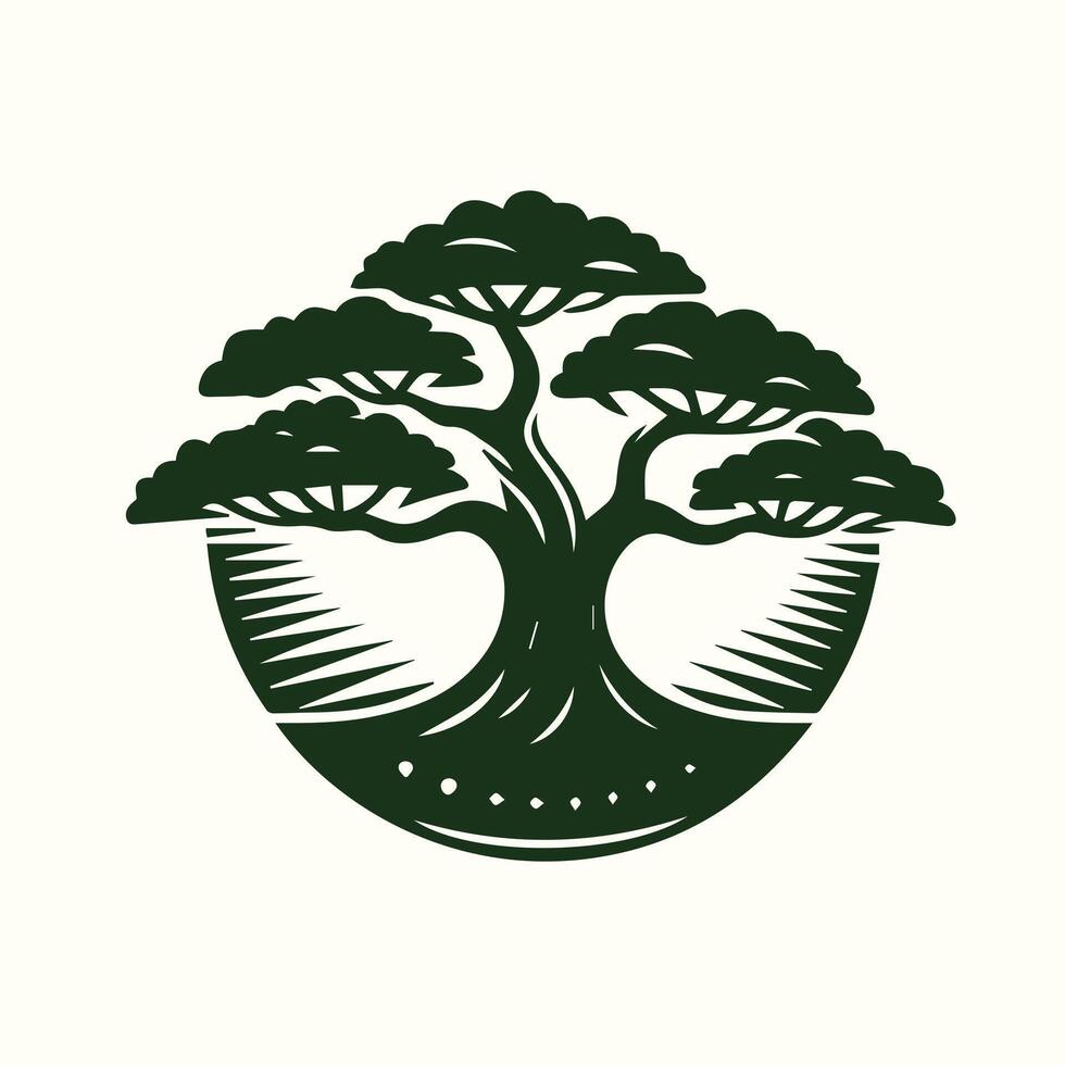 A tree logo with a green background vector