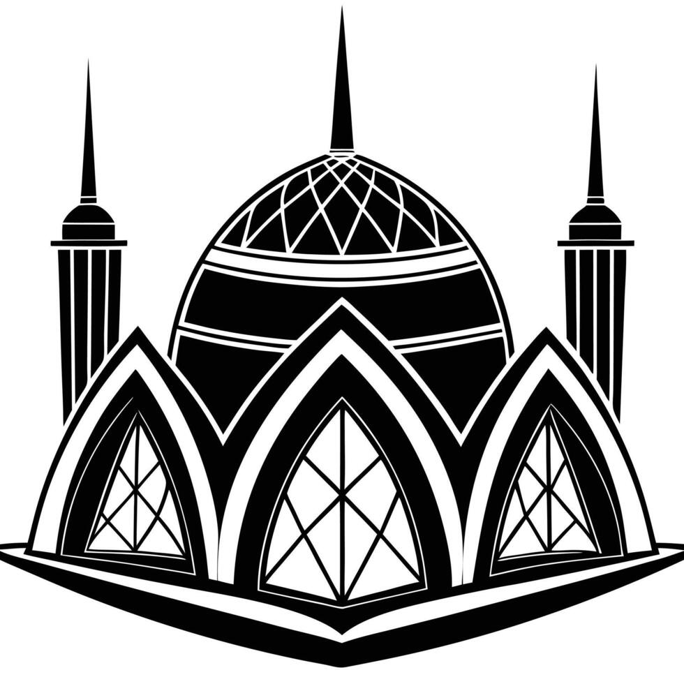 Beautiful mosque silhouette illustration design on a white background vector