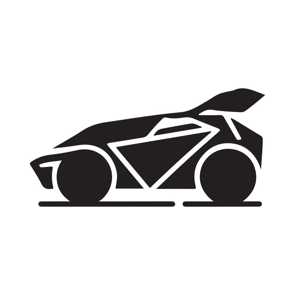 a black and white image of a car with a wing vector