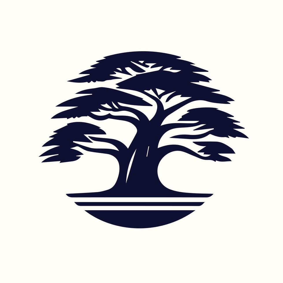 A stylized tree with a wave in the middle vector