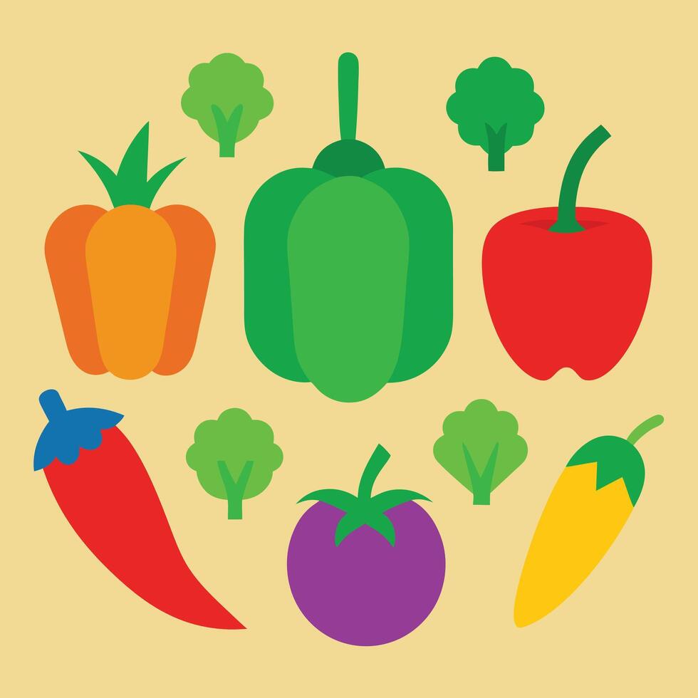 Vegetables and fruits icons set vector