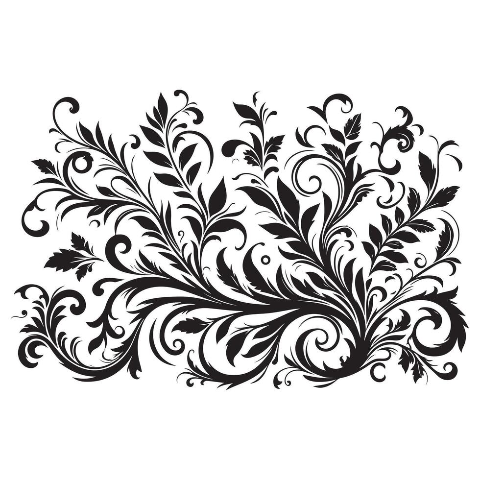 silhouette black and white floral design on a white background vector