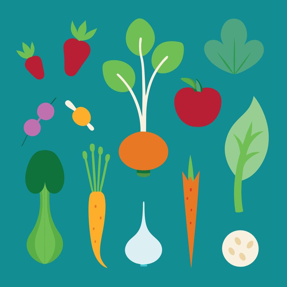 Vegetables and fruits on a blue background vector