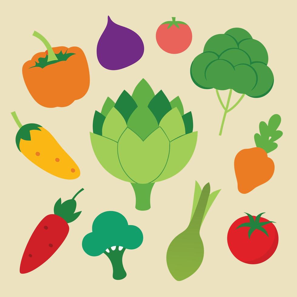 Vegetables and fruits set of illustration vector
