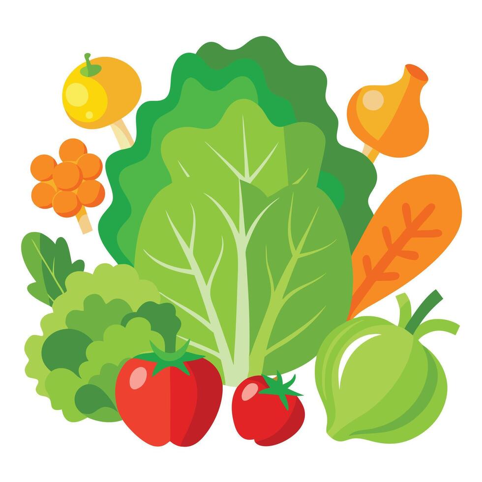 Vegetables and fruits on a white background vector