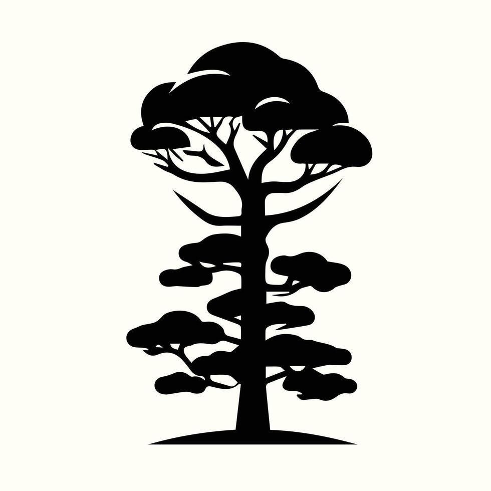A black and white illustration of a tree vector