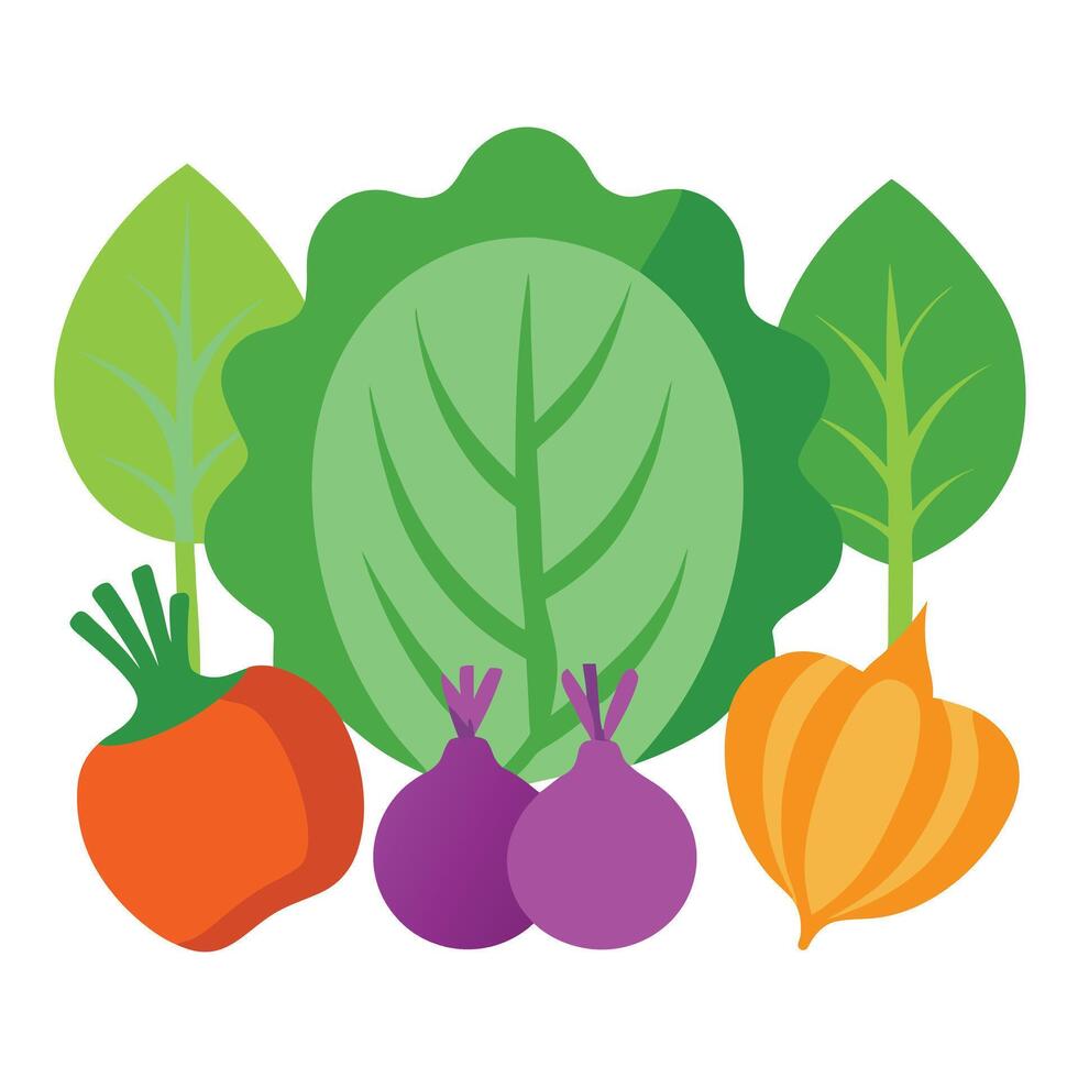 Vegetables and fruits on a white background vector