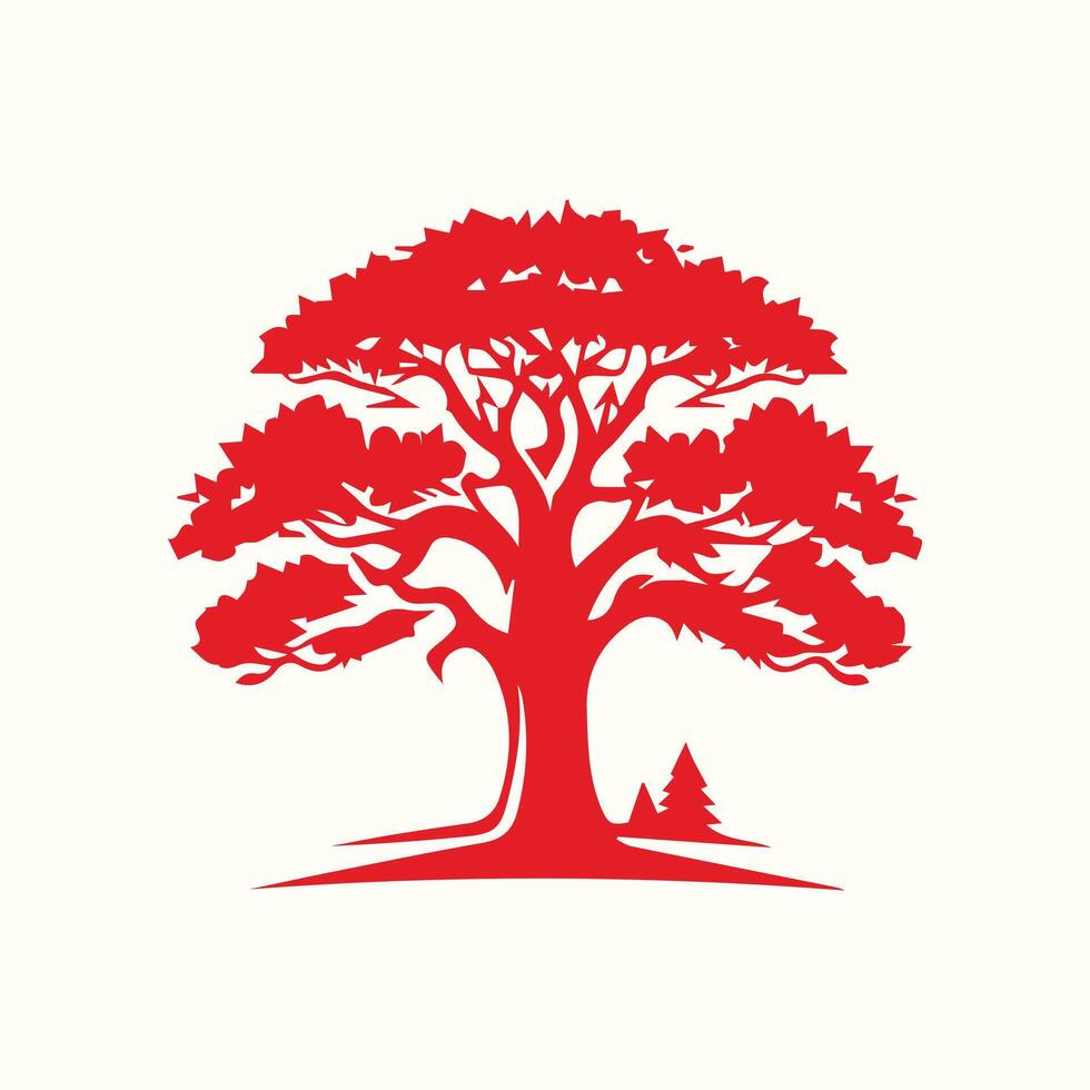 The logo for the company is red and has a tree vector