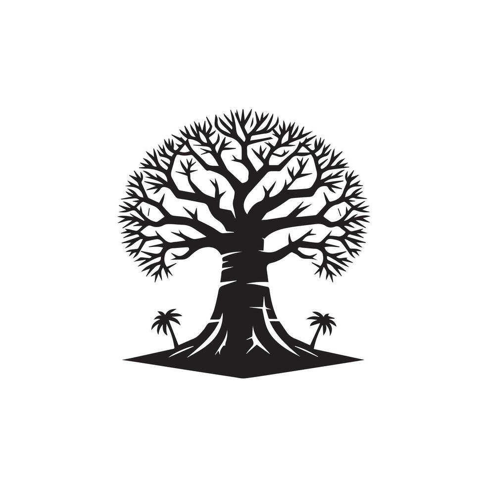 a black and white logo for a tree vector