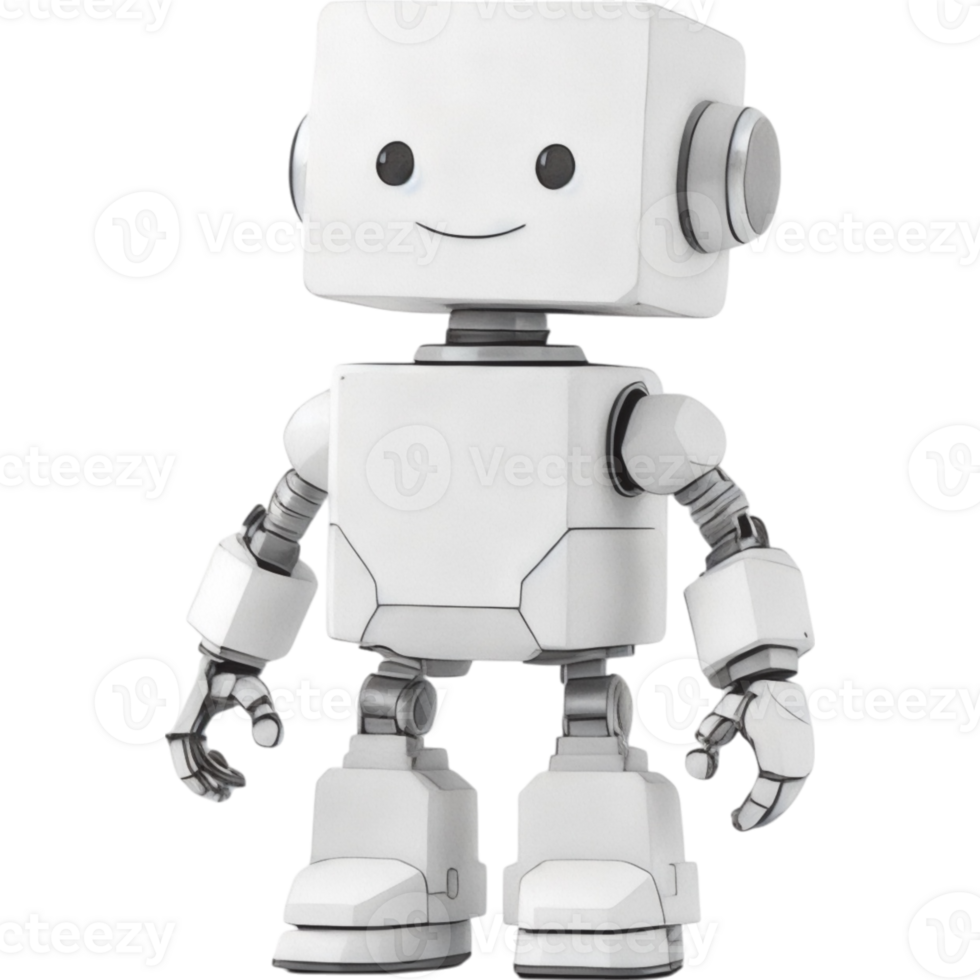 Sleek White Robot with Rounded Features png