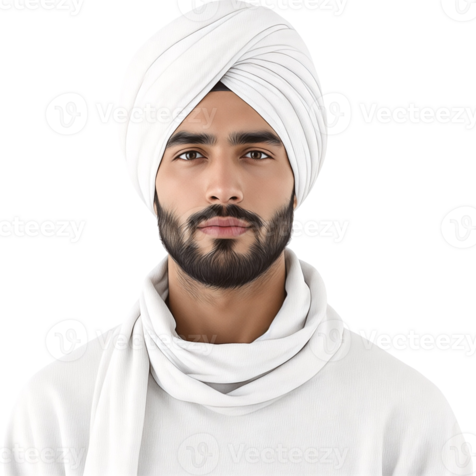 Portrait of a Man in a White Turban and Scarf png