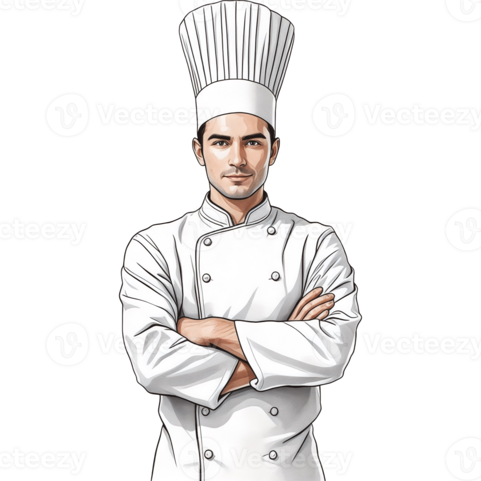 Professional Chef in White Uniform png
