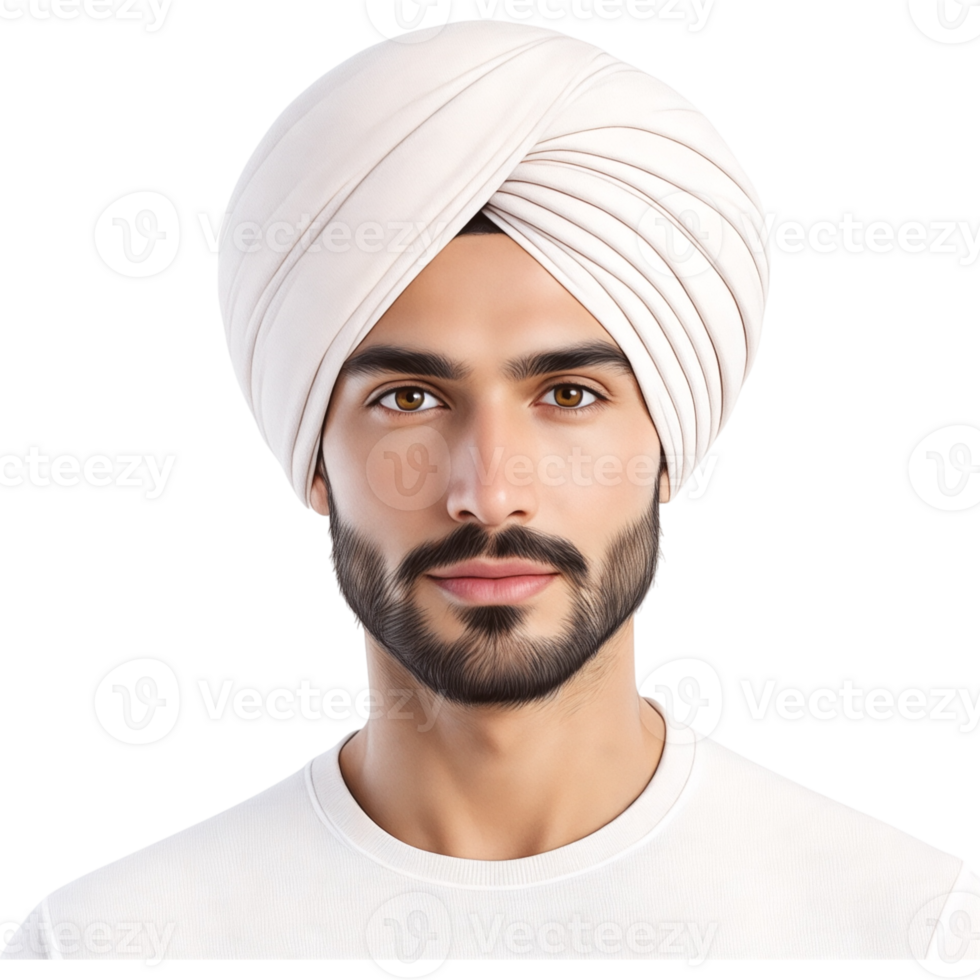 Man with White Turban and Simple White Scarf png