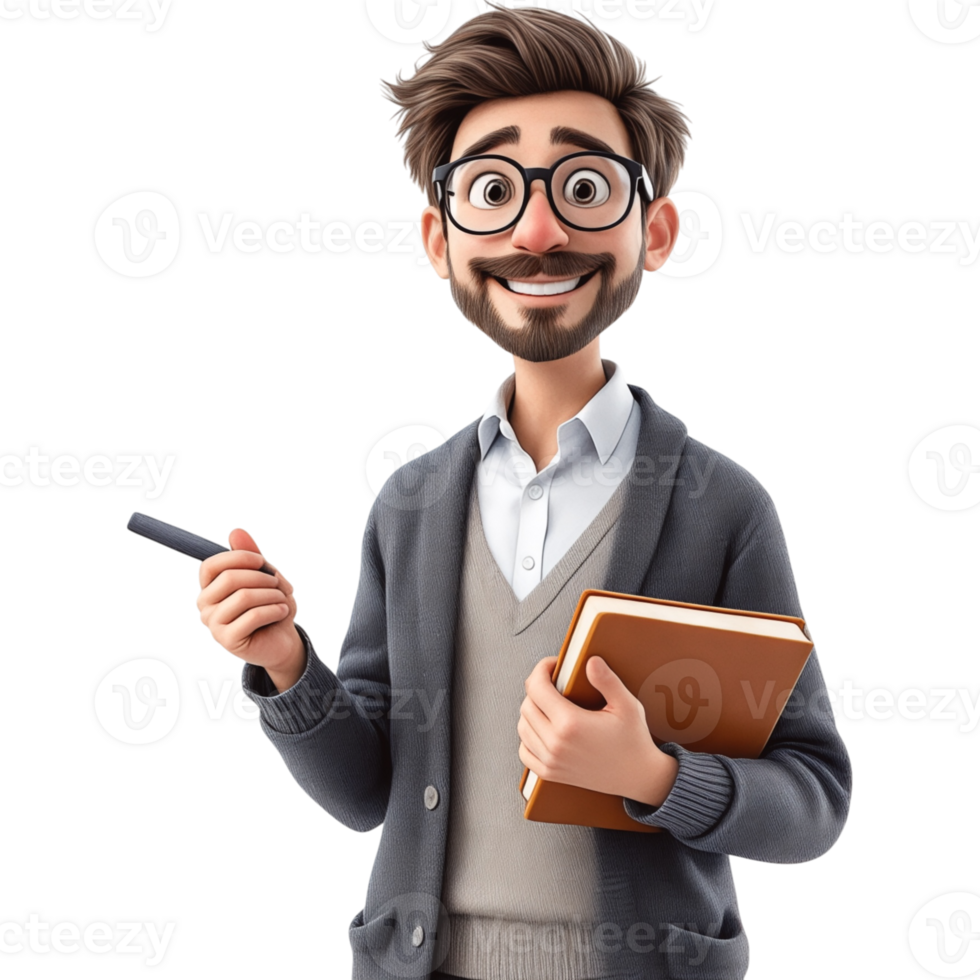 Cartoon Businessman with a Notebook png