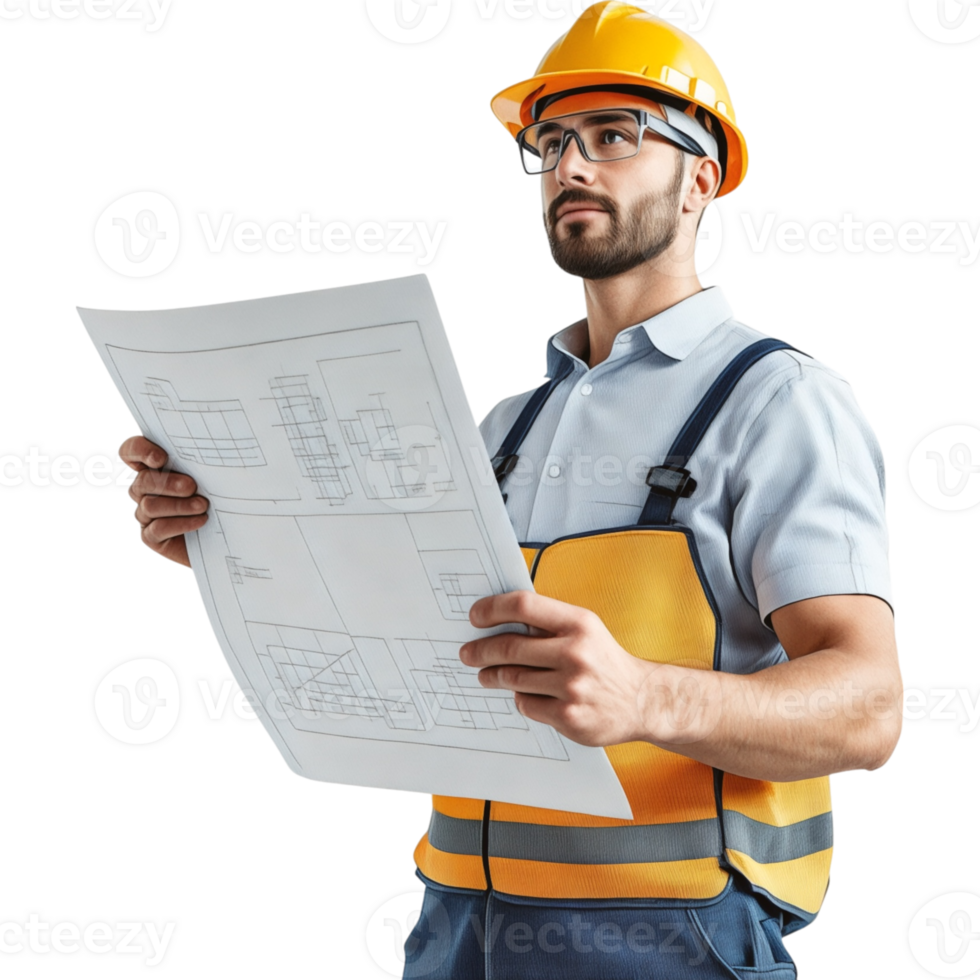 Construction Worker with Plans png