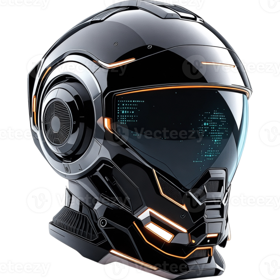 Futuristic Robot Helmet with Glossy Finish png