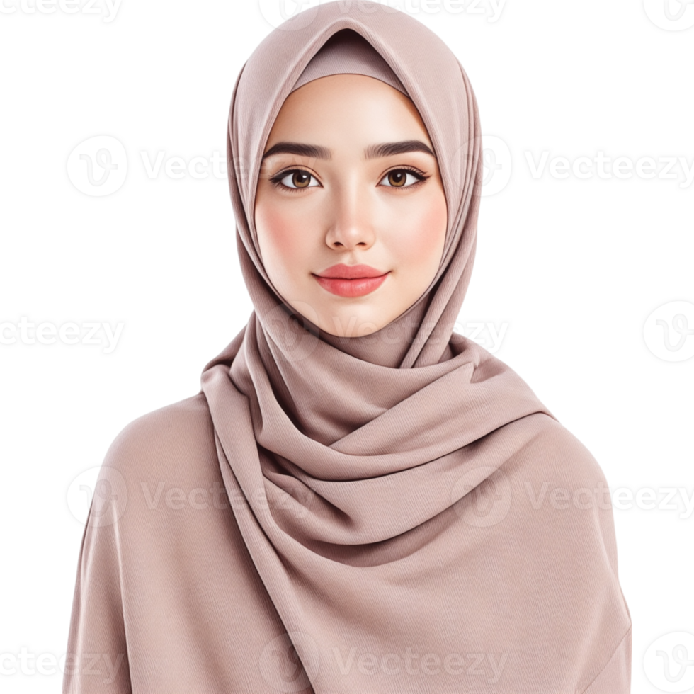 Woman with Soft Rose Hijab and Simple Clean Lines png