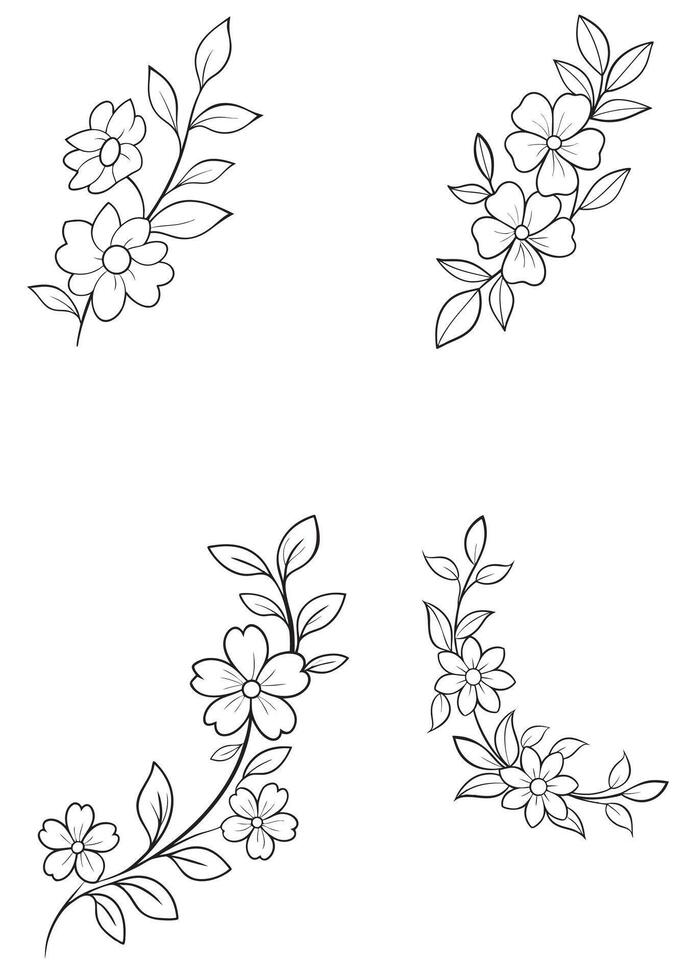 Flower Coloring Page for Relaxation Printable Floral Design for Stress Relief vector