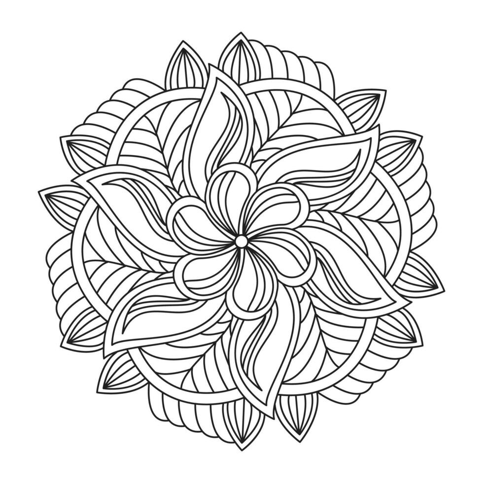 Mandala pattern or Simple Floral Ideas design for Coloring book page vector