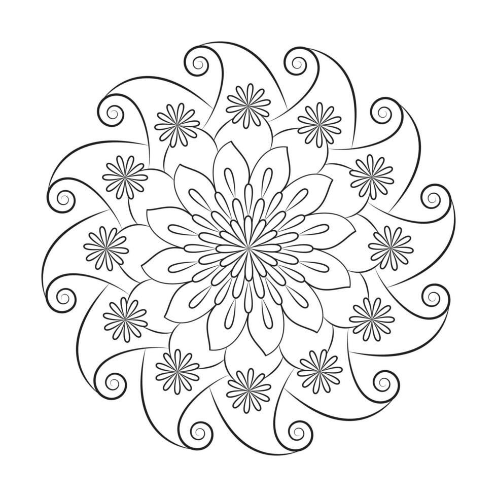 Simple rotate mandala design for coloring book vector