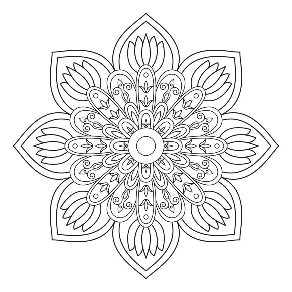 oriental folk art style patterns collection Black and white mandala design vector
