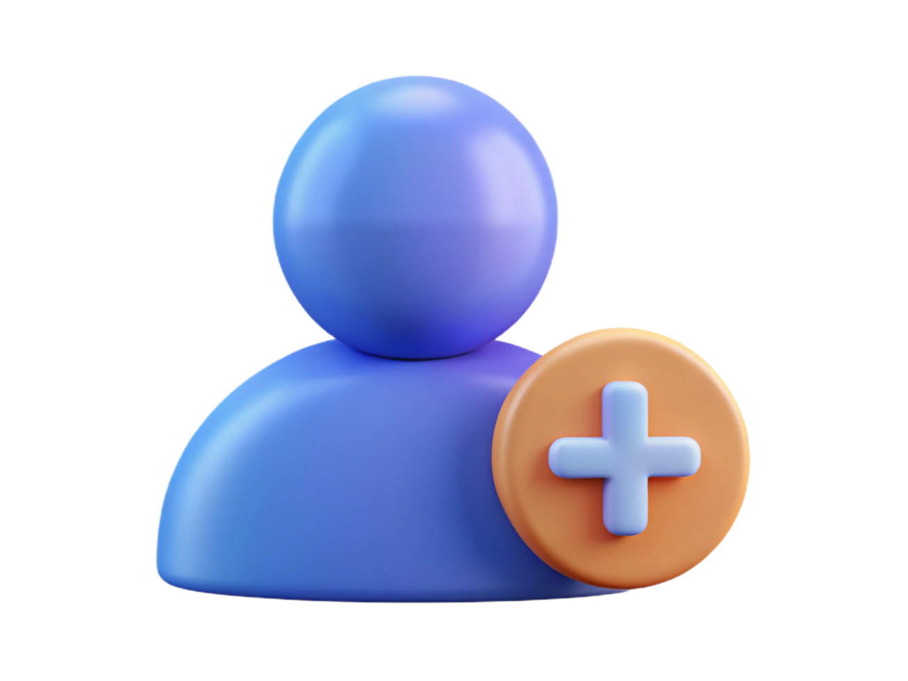 3D Illustration of a User Icon with a Plus Sign for Adding Functionality png