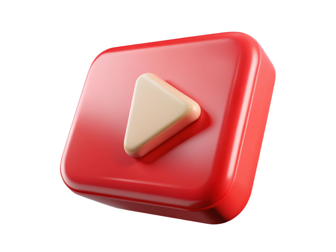 Play button icon in 3D design, red and beige. png