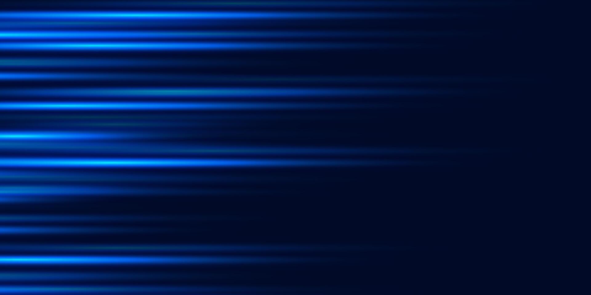 Abstract gradient effect featuring futuristic horizonal neon light lines on dark blue vector
