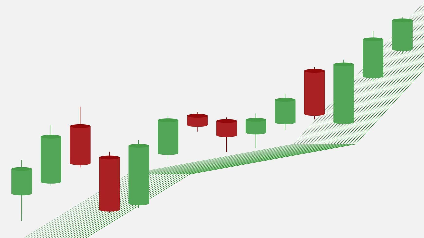 Growing candlestick chart graph for stock market, forex trading, crypto and financial investment vector