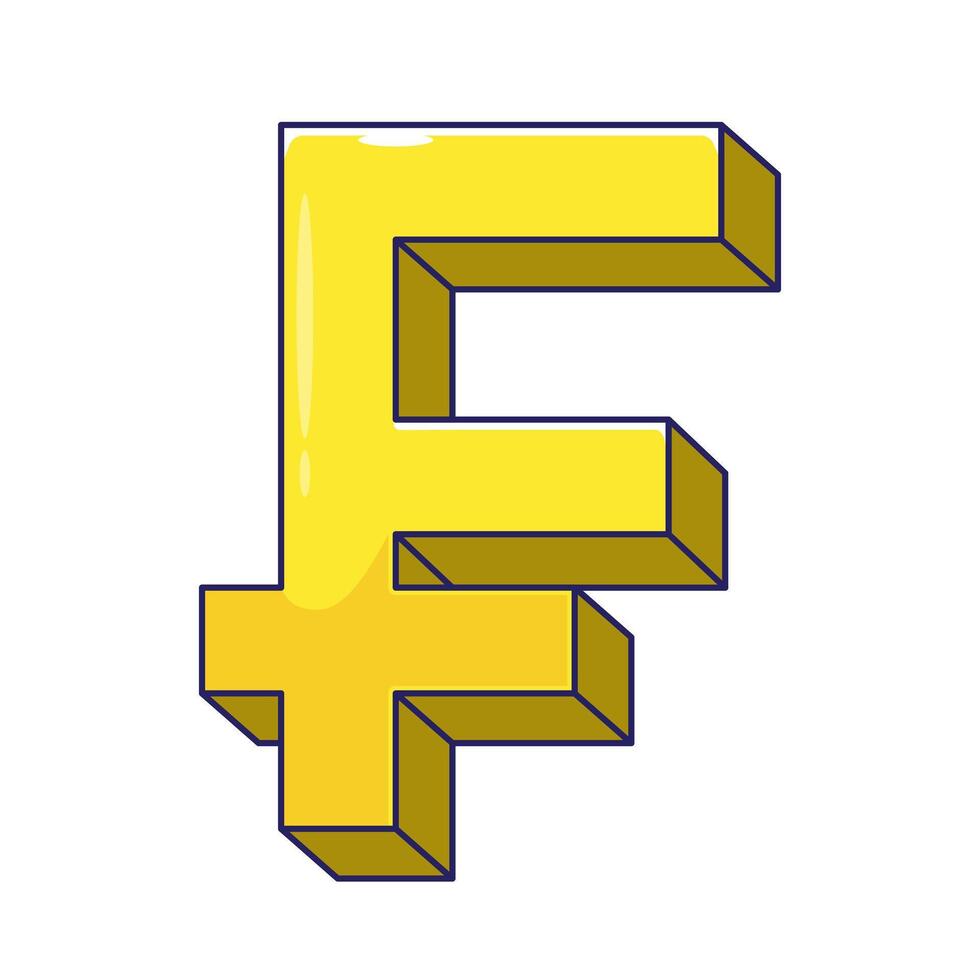 Golden swiss currency franc icon and symbol cartoon illustration with flat style concept isolated vector
