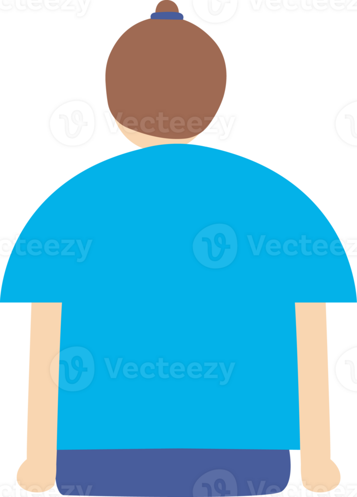 Back View of a Man in Blue Shirt png