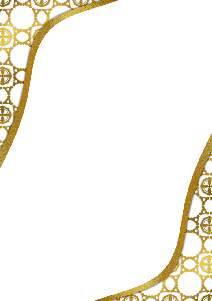 Gold frame with ornate pattern on Transparent background png