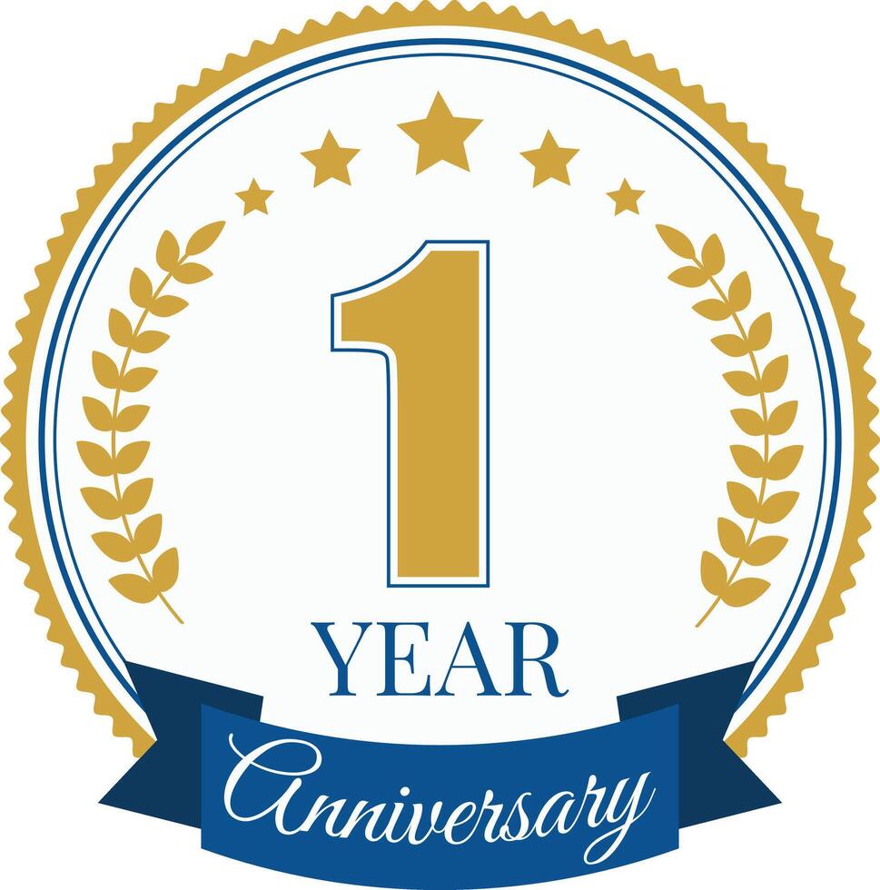 Logo 1 Year Anniversary Celebration Design Template. vector