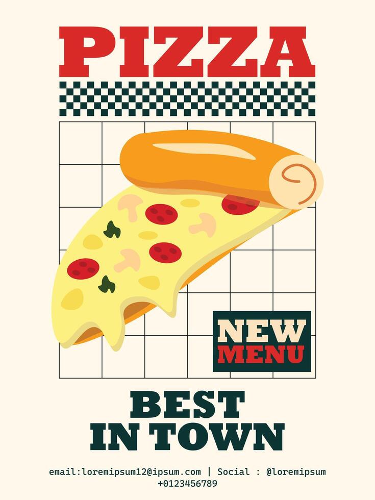 pizza best in town poster with vintage style vector