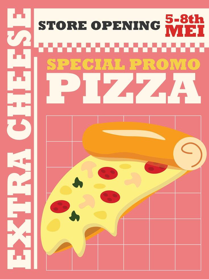 pizza special promo poster with vintage style vector