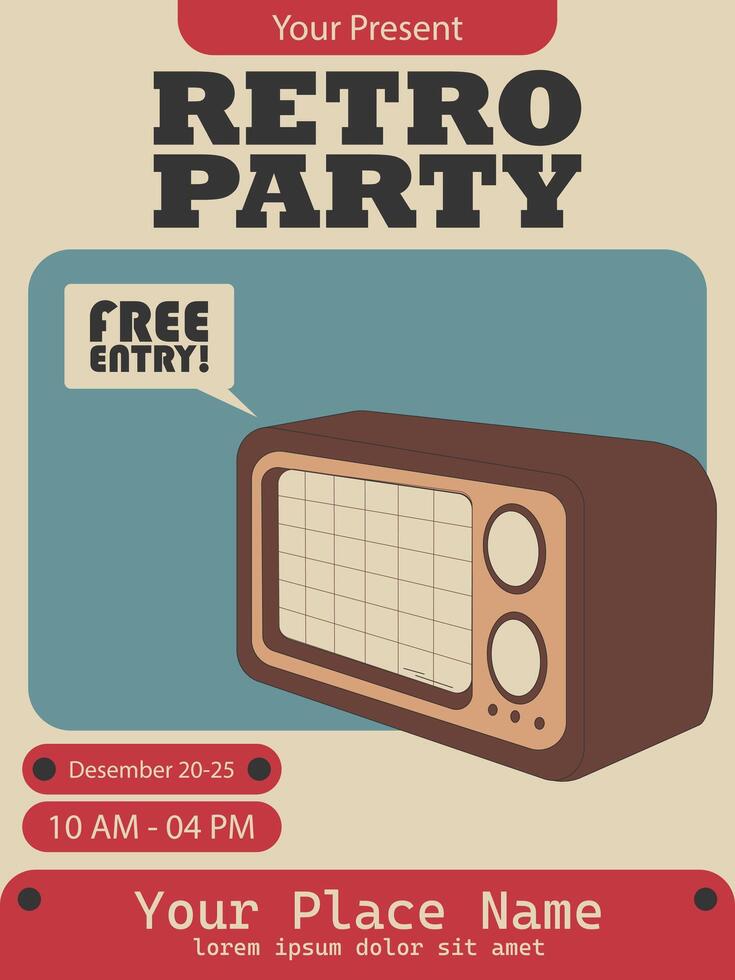 retro design style poster with retro tech element vector