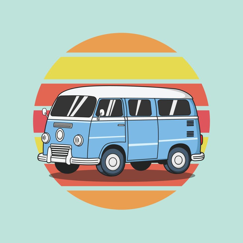 Free travelling car design. retro summer car illustration vector