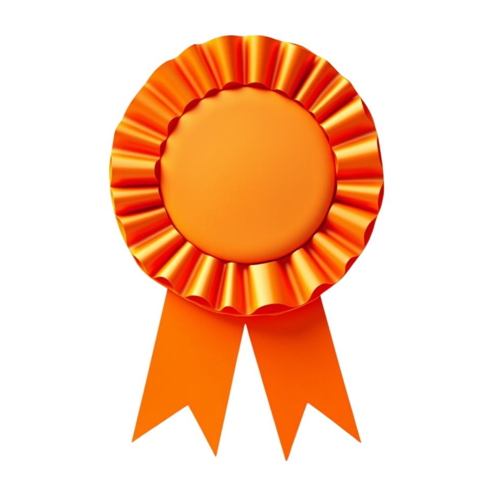 Vivid orange award ribbon on a soft. png