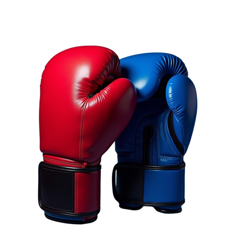2 boxing gloves positioned side by side on a smooth surface. png