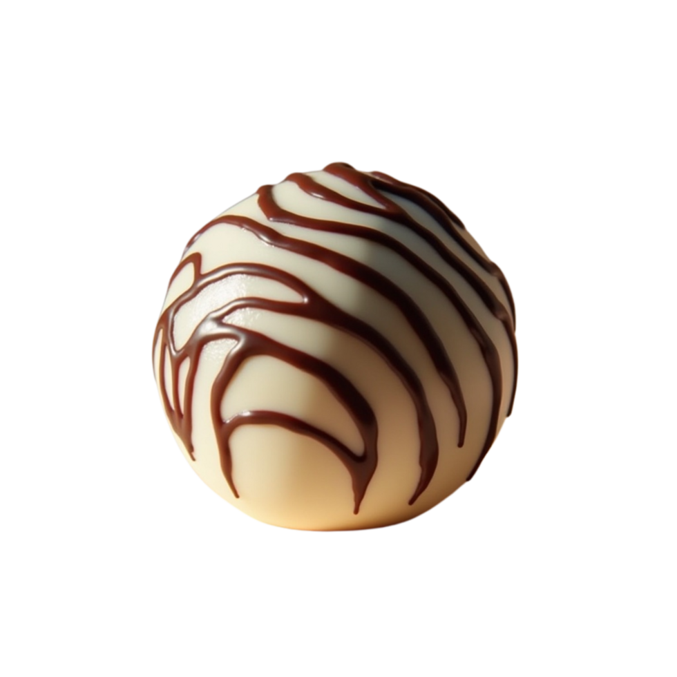 Spherical dessert primarily composed of smooth white chocolate. png
