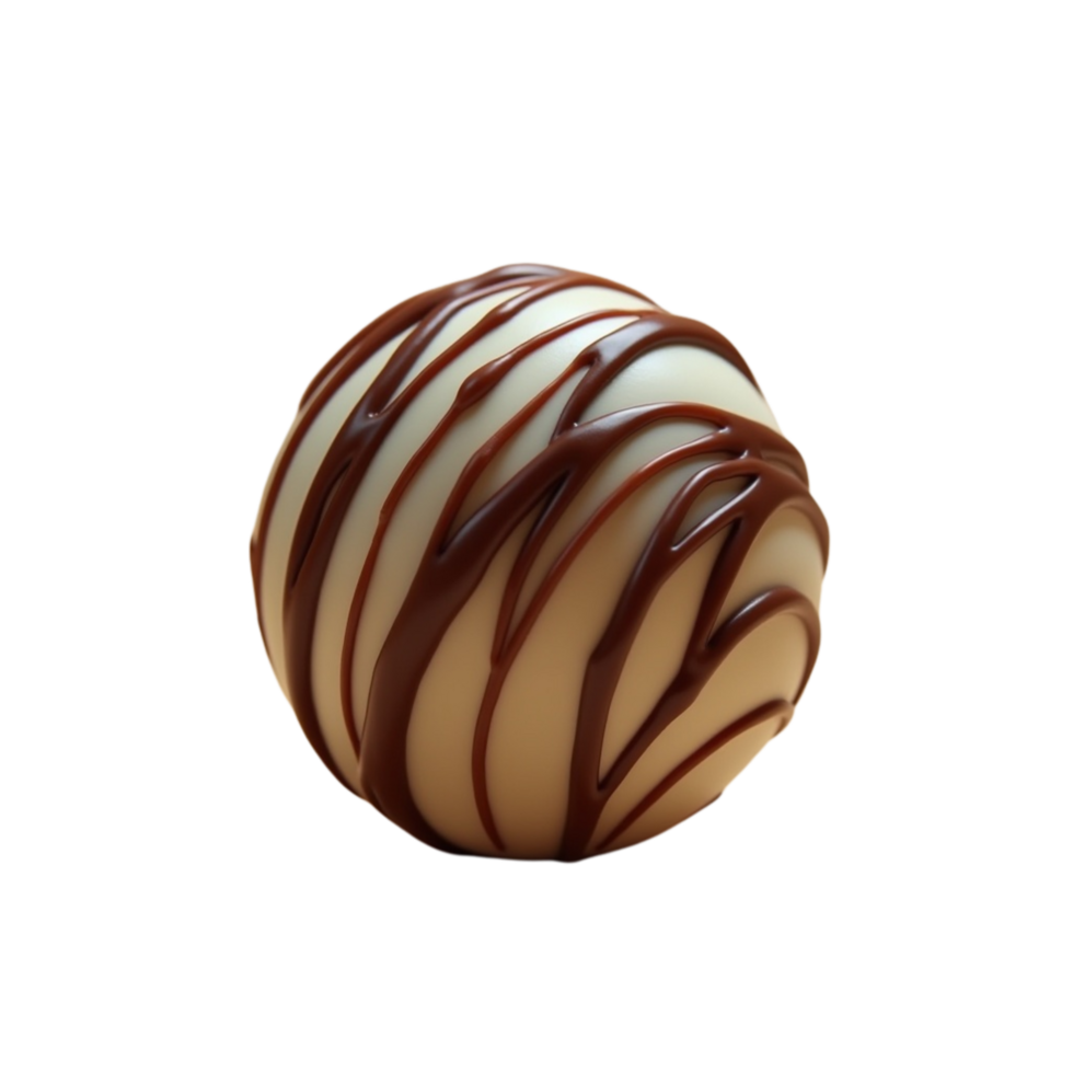 A spherical dessert primarily composed of smooth white chocolate. png
