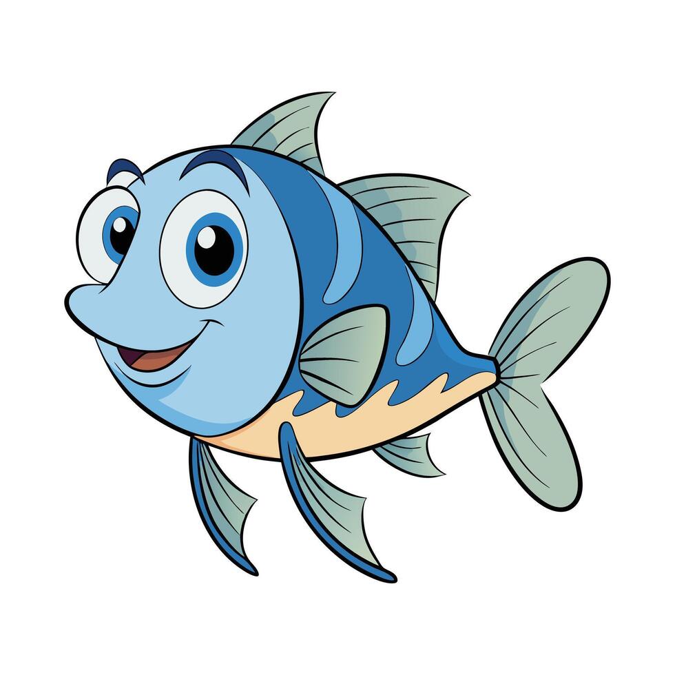 Cartoon Fish with a Playful Look and Blue Scales vector