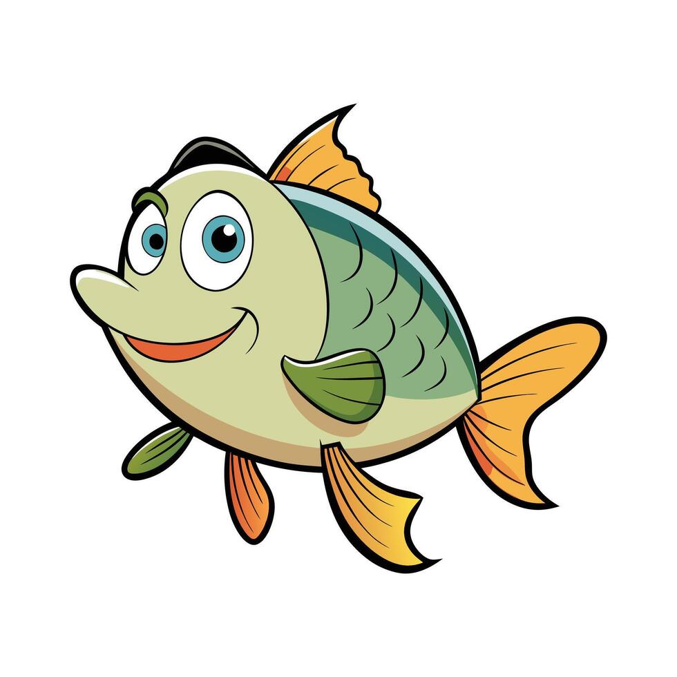 Cute Cartoon Fish with Big Eyes and a Friendly Expression vector