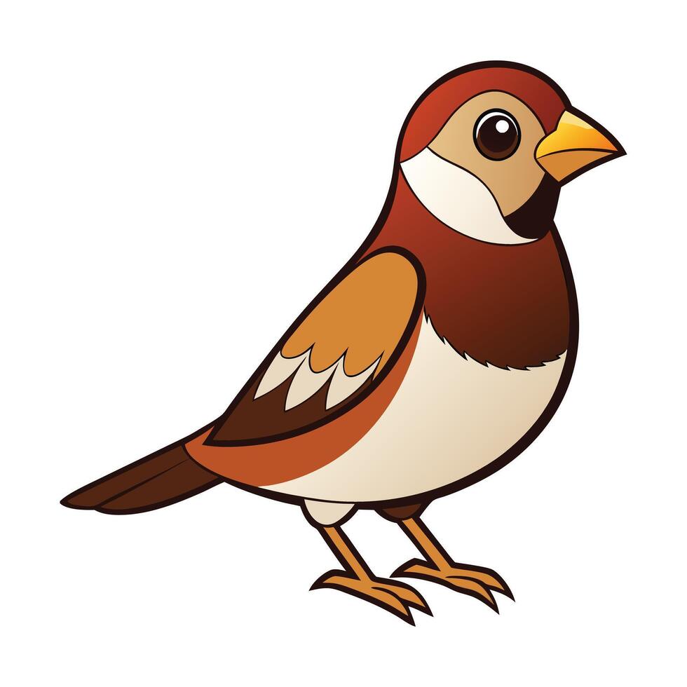 Realistic Small Brown Sparrow Bird Sitting in a Side View Pose illustration vector