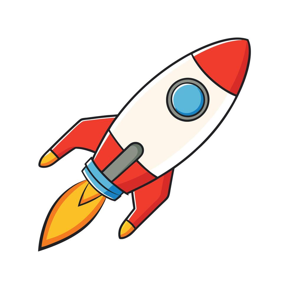 Rocket with Fire Flame Space Exploration Illustration vector