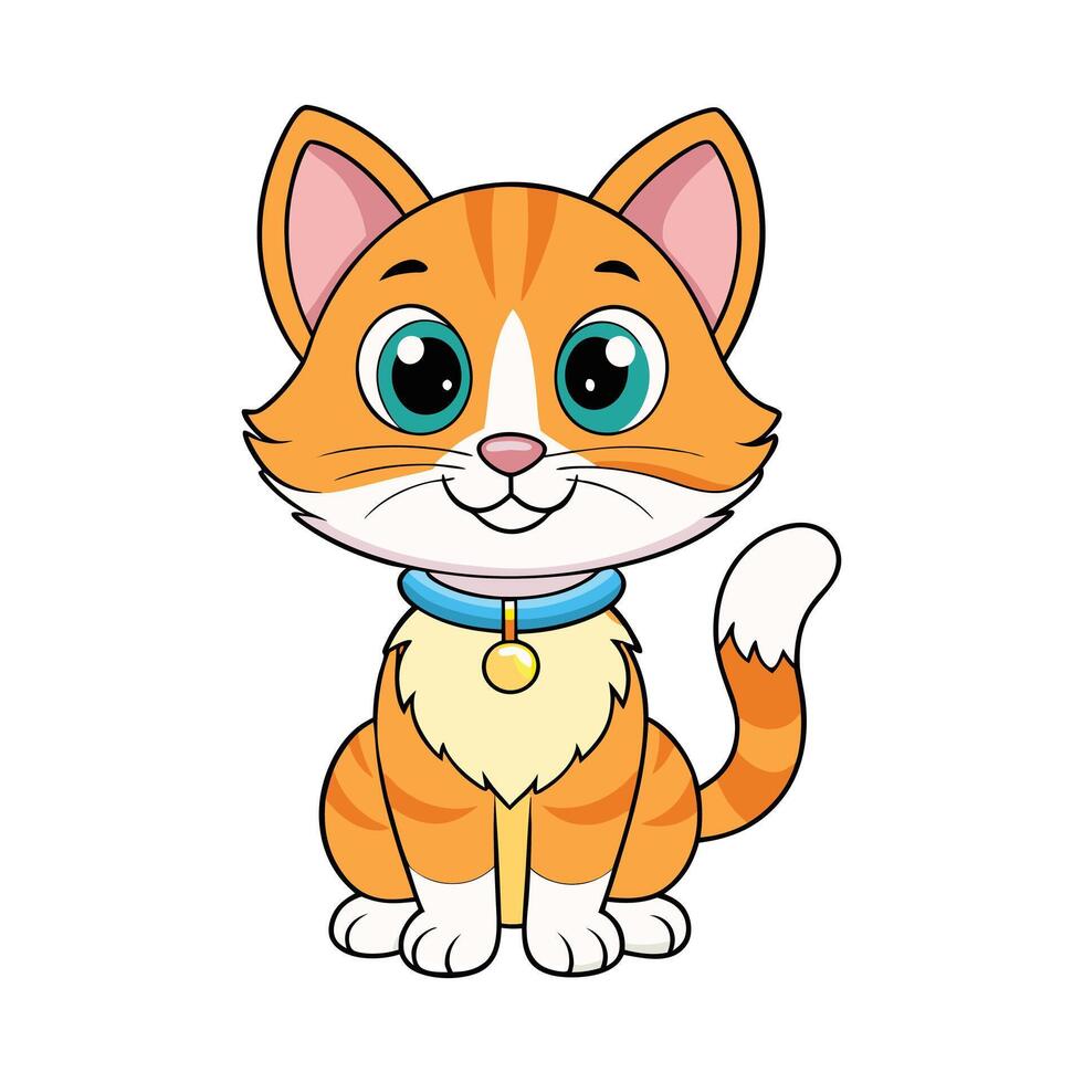 Cute Cartoon Dog with Big Eyes and Fluffy Tail Looking Friendly and Happy vector