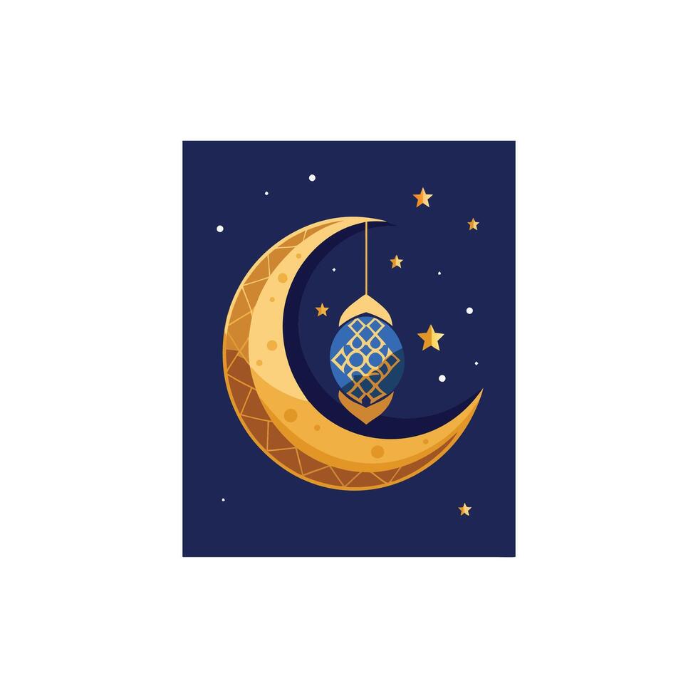 Moonlit Festivities A Beautiful Eid Illustration vector