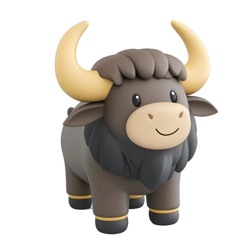 A cartoon buffalo with horns on its head png