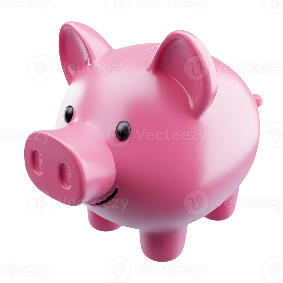 3d illustration pink piggy bank on transparent background png